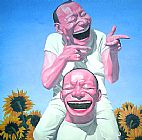 Yue Minjun Sunflowers painting
